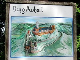 Rekonstruktionszeichnung der Burg Anhalt